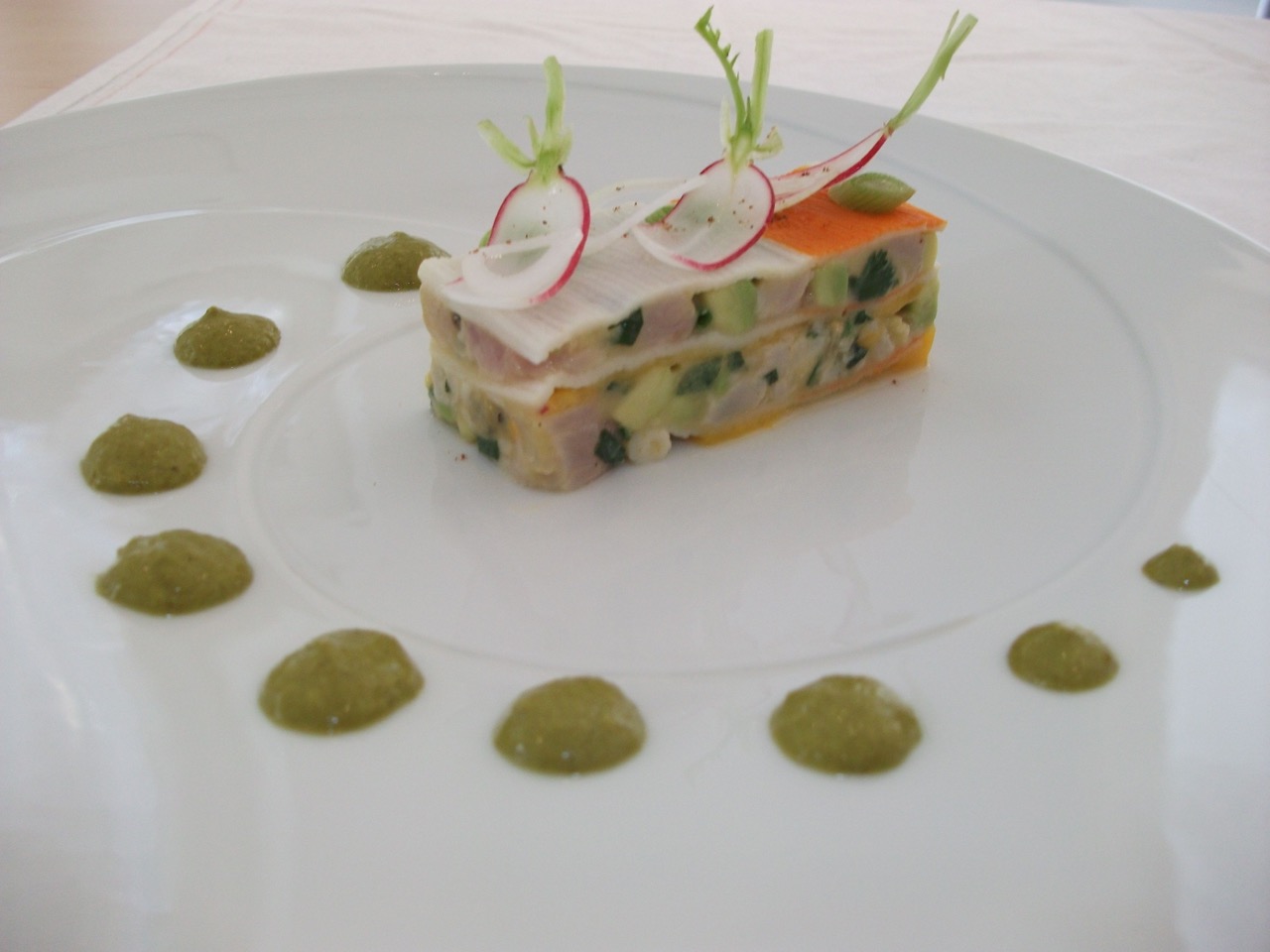 Millefeuille de dorade royale mangue et surimi