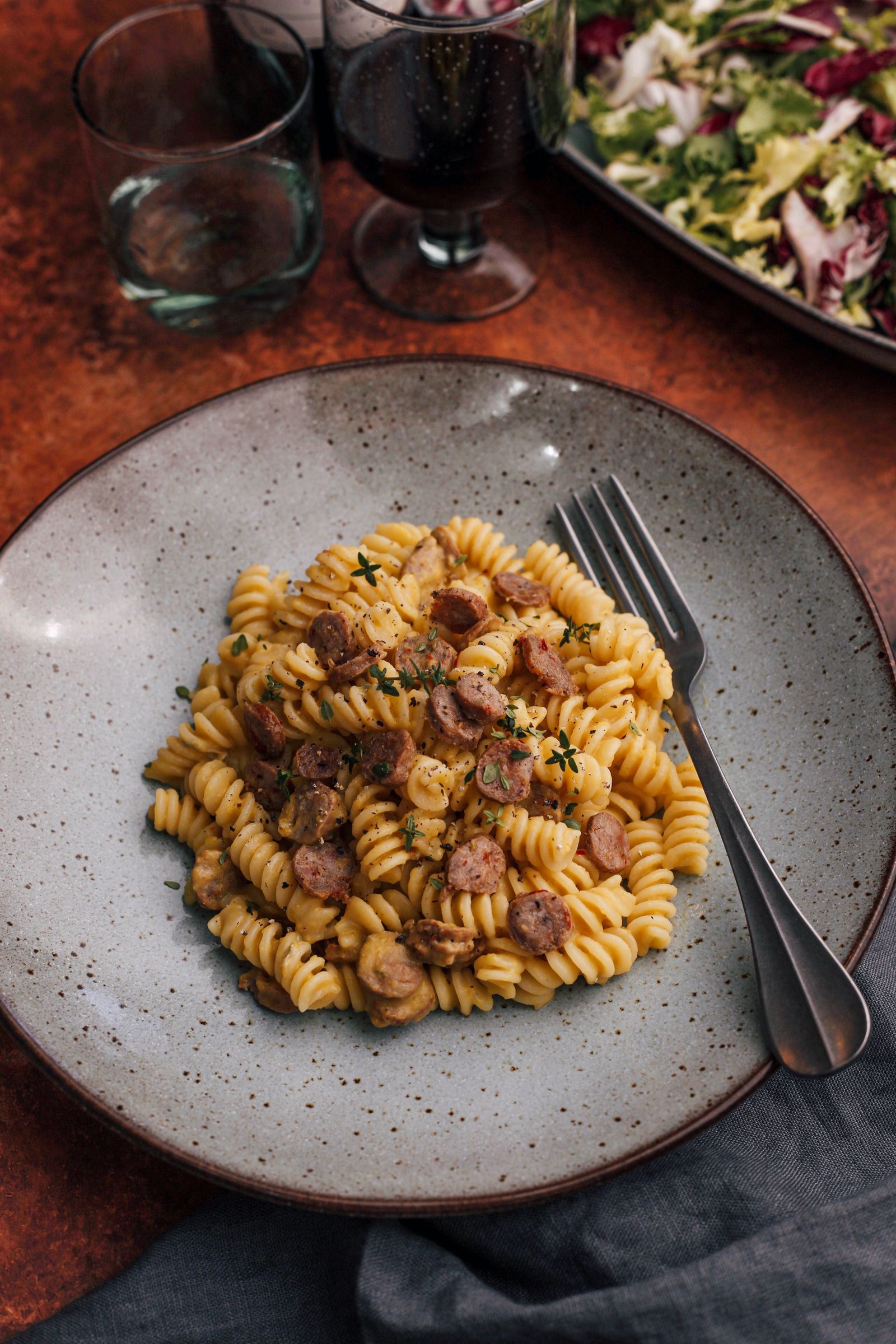 Cavatelli aux saucisses italiennes, rapini et piment