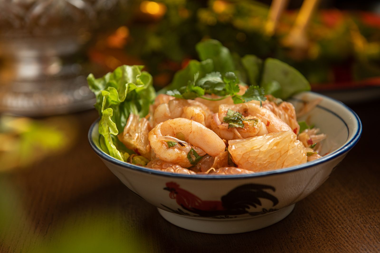 Salade de pomelo, crevettes et coriandre