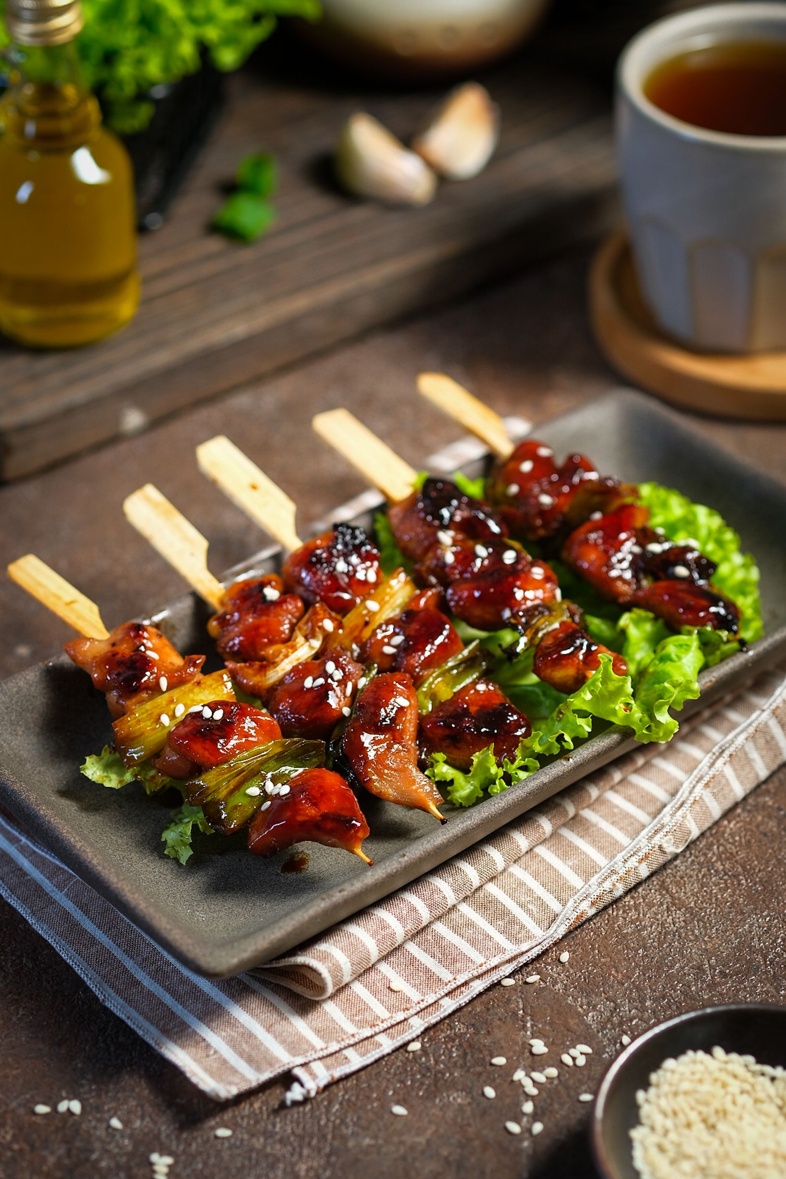 Tsukune de poulet, sauce teriyaki